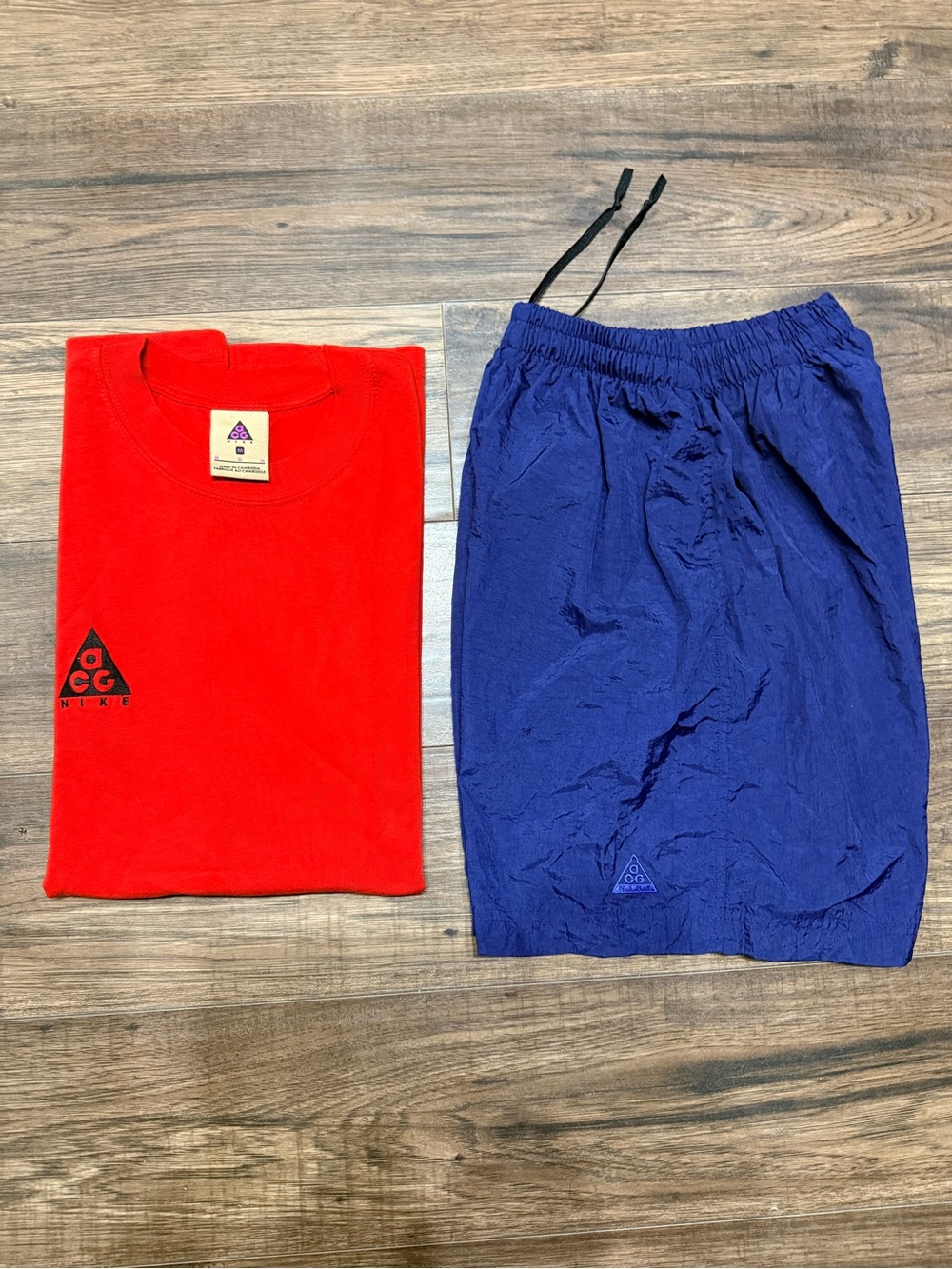 Bundle Nike Men's Red Tee & Blue Athletic Shorts Set
